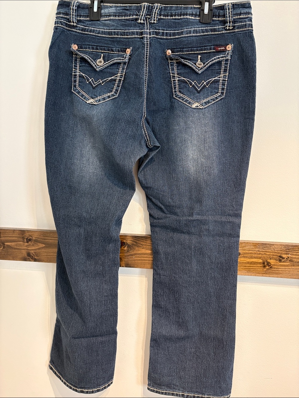 Sz 14 Angels Dark Blue Women's Denim stretch Jeans - Classic Straight Fit - Picture 4 of 5